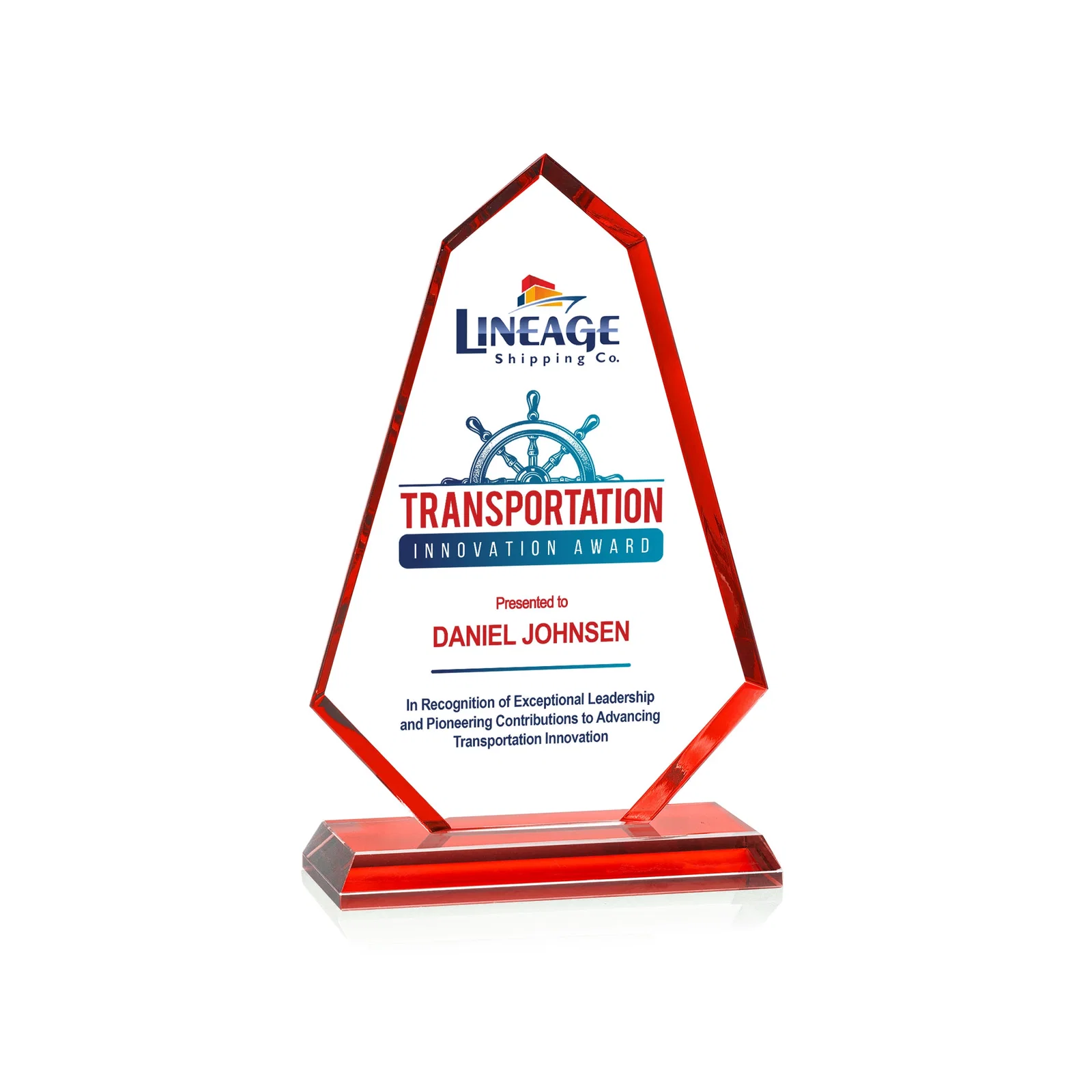 Promotional Starfire Crystal Elongated Polygon Award with Colored Edges, awards for donor appreciation