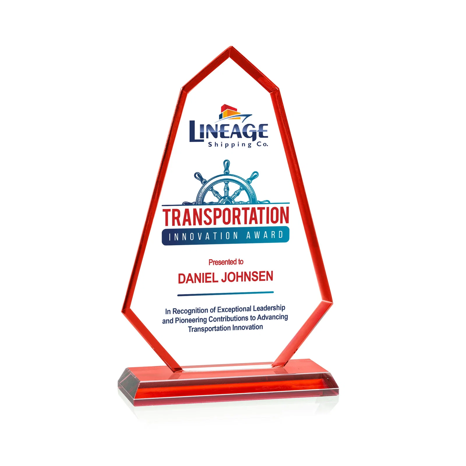 Promotional Starfire Crystal Elongated Polygon Award with Colored Edges, awards for graduation ceremonies