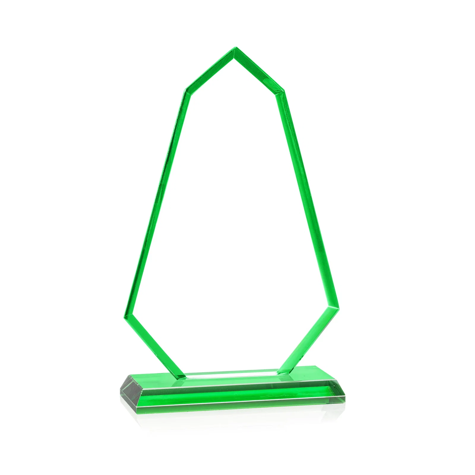 Branded Starfire Crystal Elongated Polygon Award with Colored Edges, awards for corporate award ceremonies