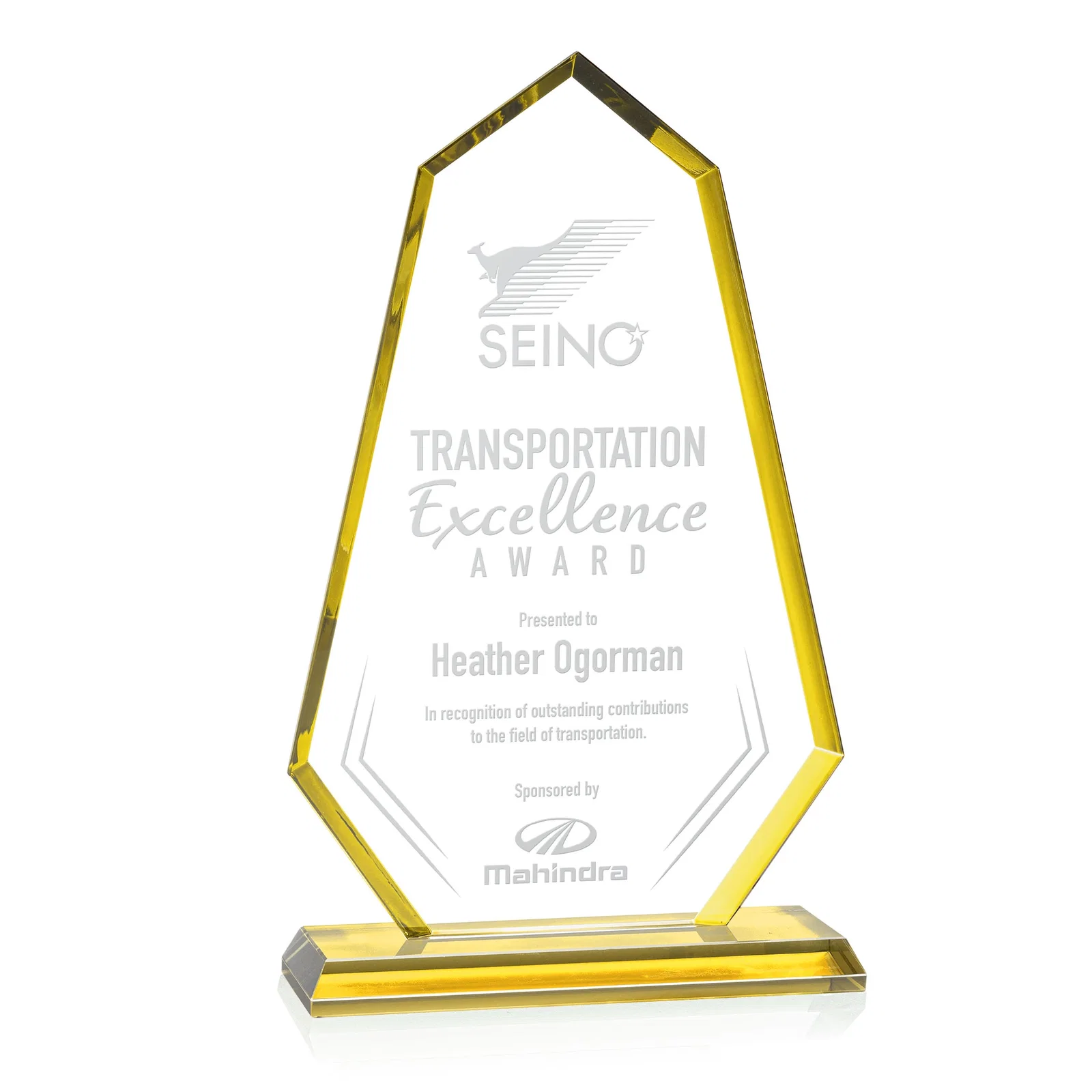 Custom Starfire Crystal Elongated Polygon Award with Colored Edges, awards for sales achievement awards
