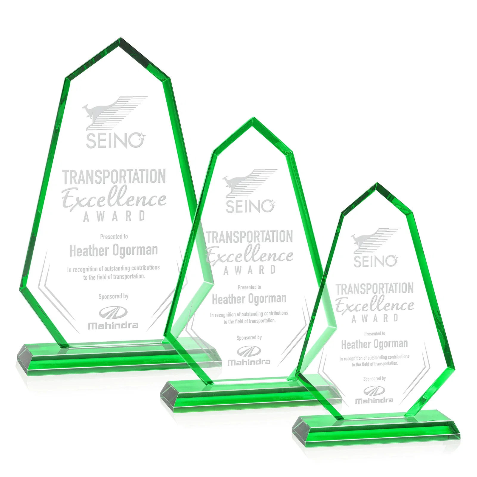 Custom Starfire Crystal Elongated Polygon Award with Colored Edges, awards for retirement presentations