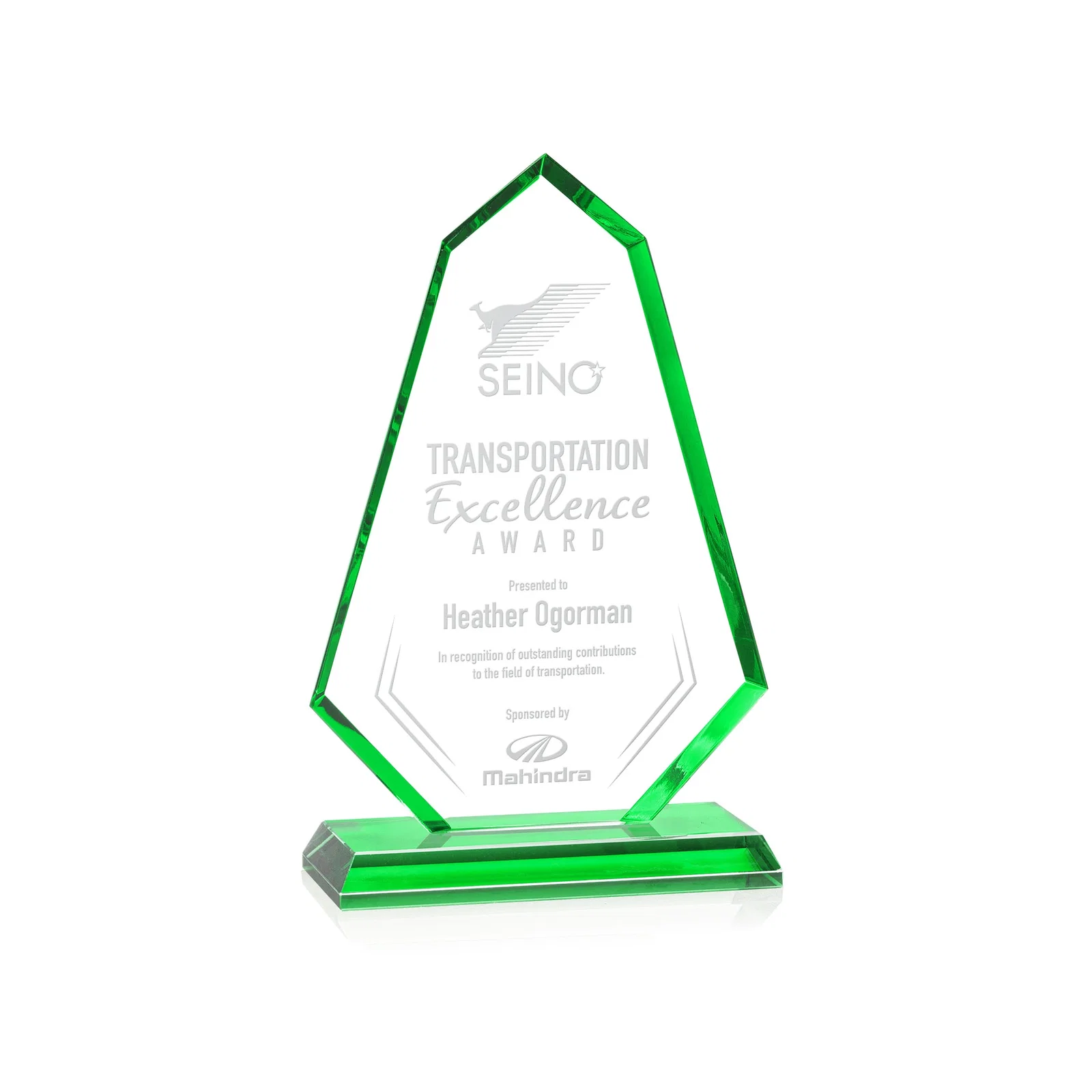 Custom Starfire Crystal Elongated Polygon Award with Colored Edges, awards for team milestone celebrations
