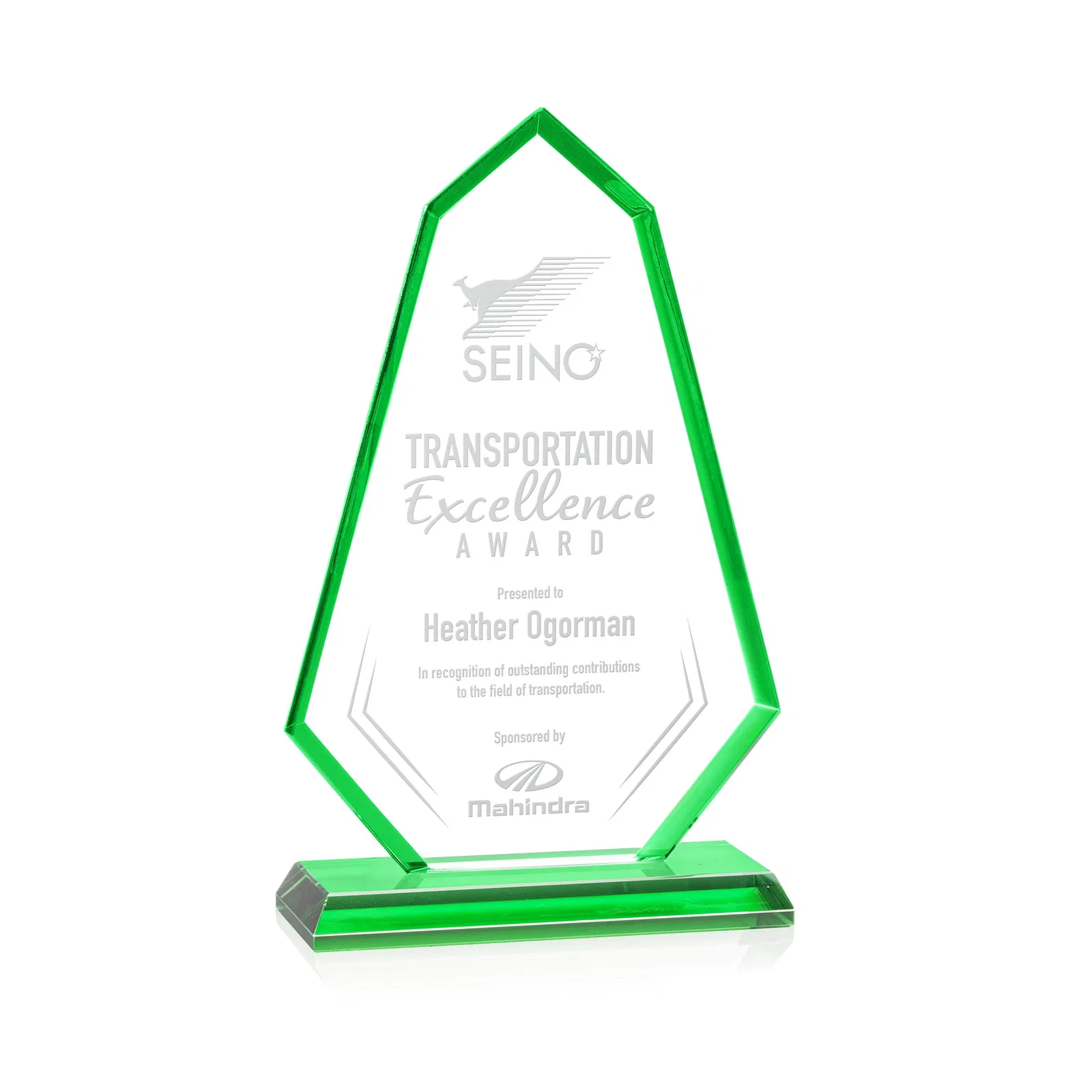 Custom Starfire Crystal Elongated Polygon Award with Colored Edges, awards for donor appreciation
