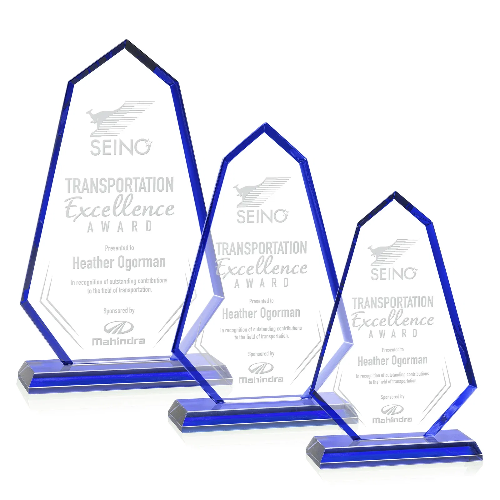Custom Starfire Crystal Elongated Polygon Award with Colored Edges, awards for safety achievement programs