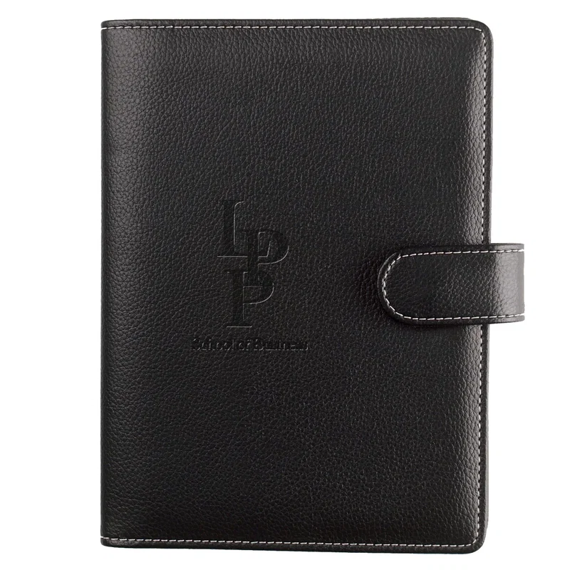 Side profile showing how slim the portfolio sits closed