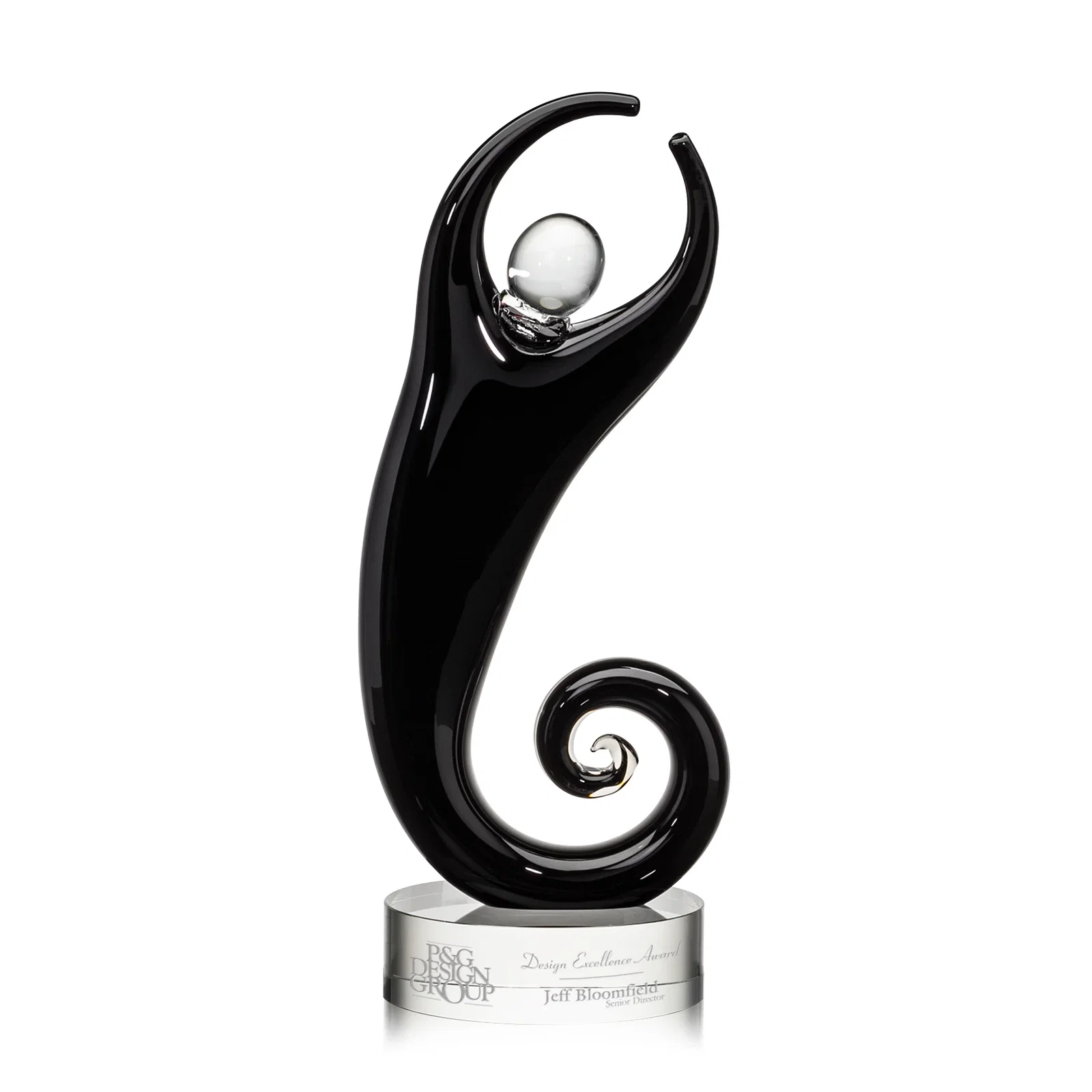 Custom Glass Figure Award With Deep-Etch-Only Decoration for employee recognition