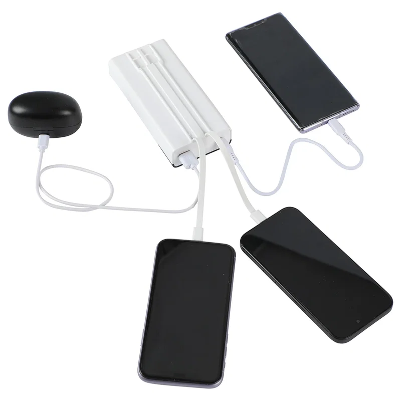 Pemberley Power Bank in use, charging a laptop with the built-in USB-C cable