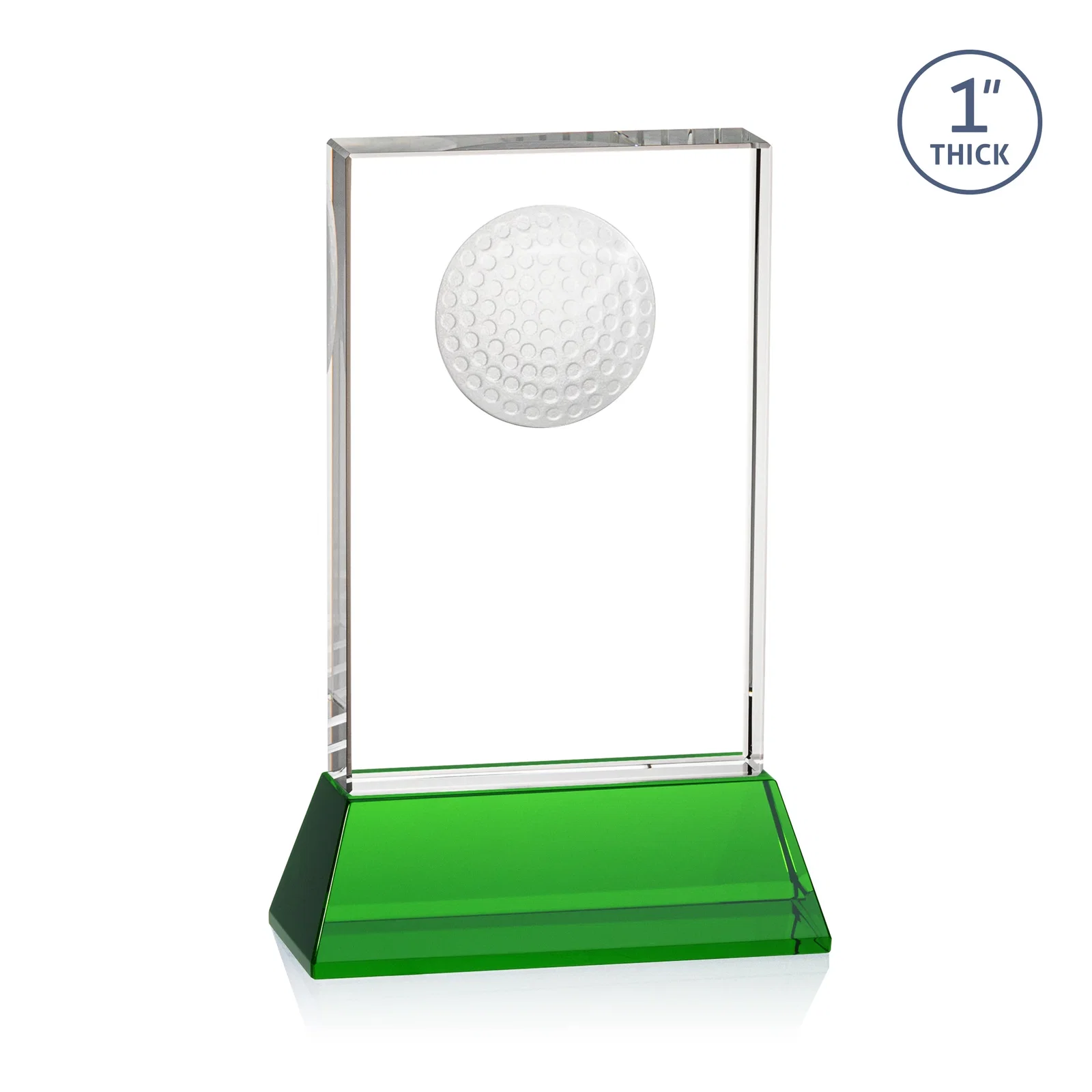 Personalized Optical Crystal Rectangle Golf Award with Ball Molded on Back for dealer and partner awards
