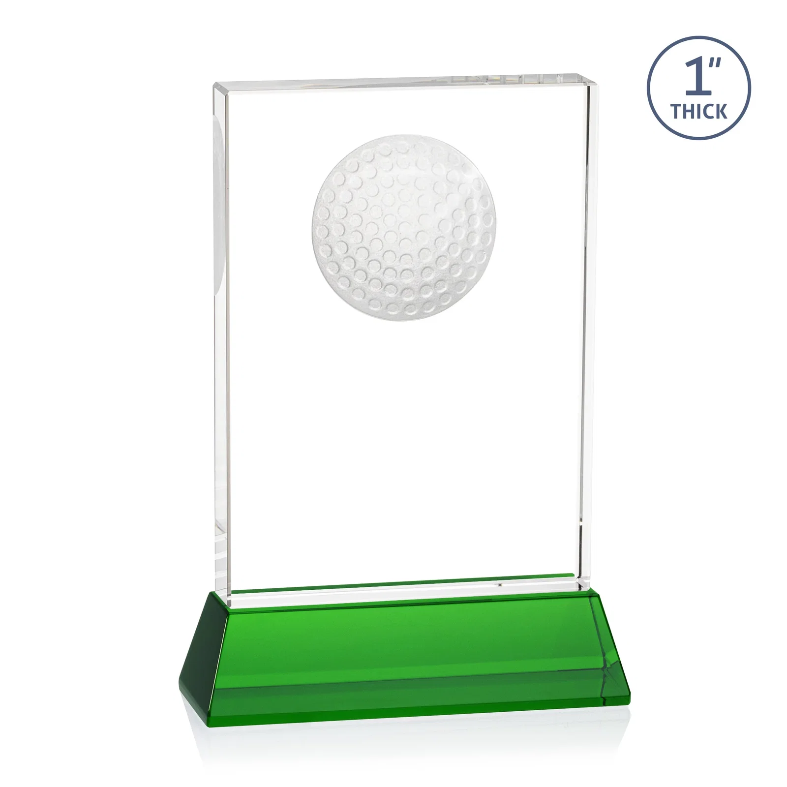 Personalized Optical Crystal Rectangle Golf Award with Ball Molded on Back for company anniversary events