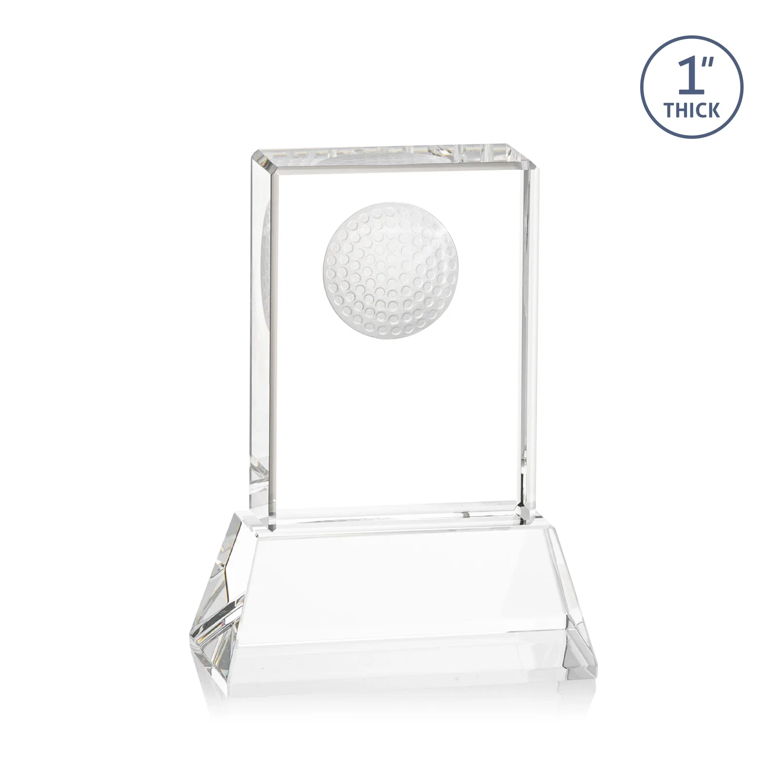 Promotional Optical Crystal Rectangle Golf Award with Ball Molded on Back for corporate award ceremonies