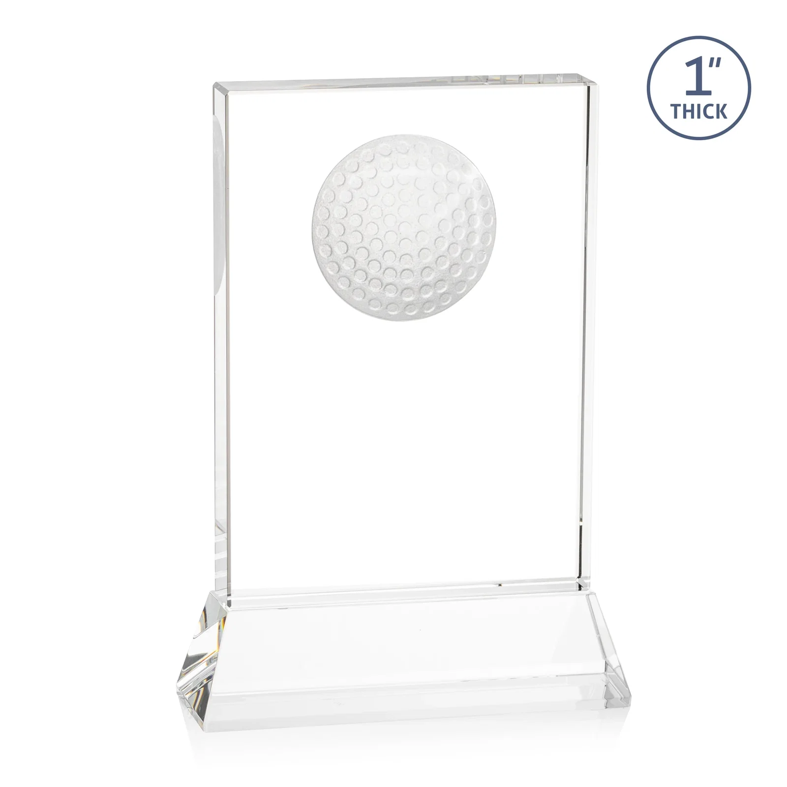 Promotional Optical Crystal Rectangle Golf Award with Ball Molded on Back for service anniversary gifts