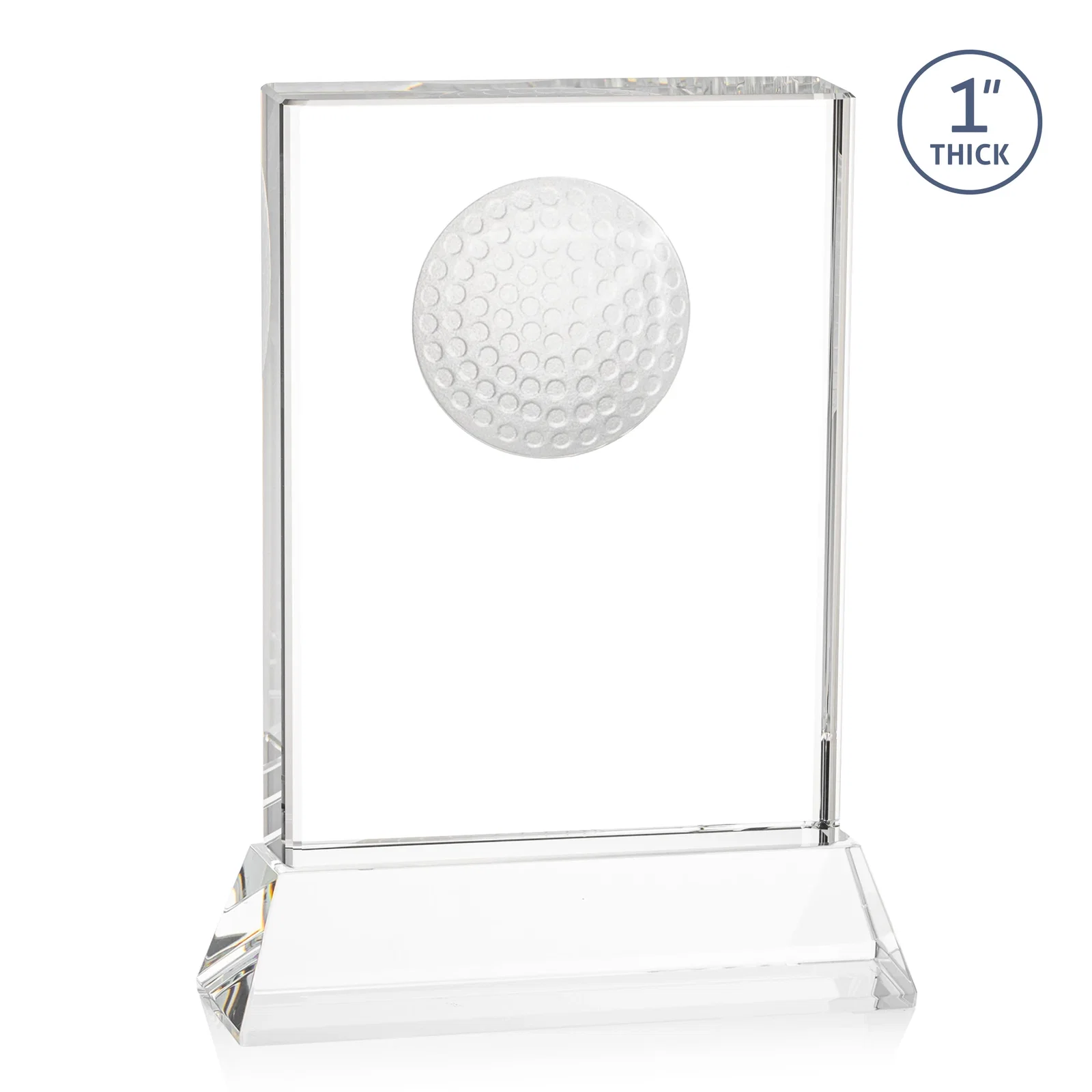Promotional Optical Crystal Rectangle Golf Award with Ball Molded on Back for sales achievement awards