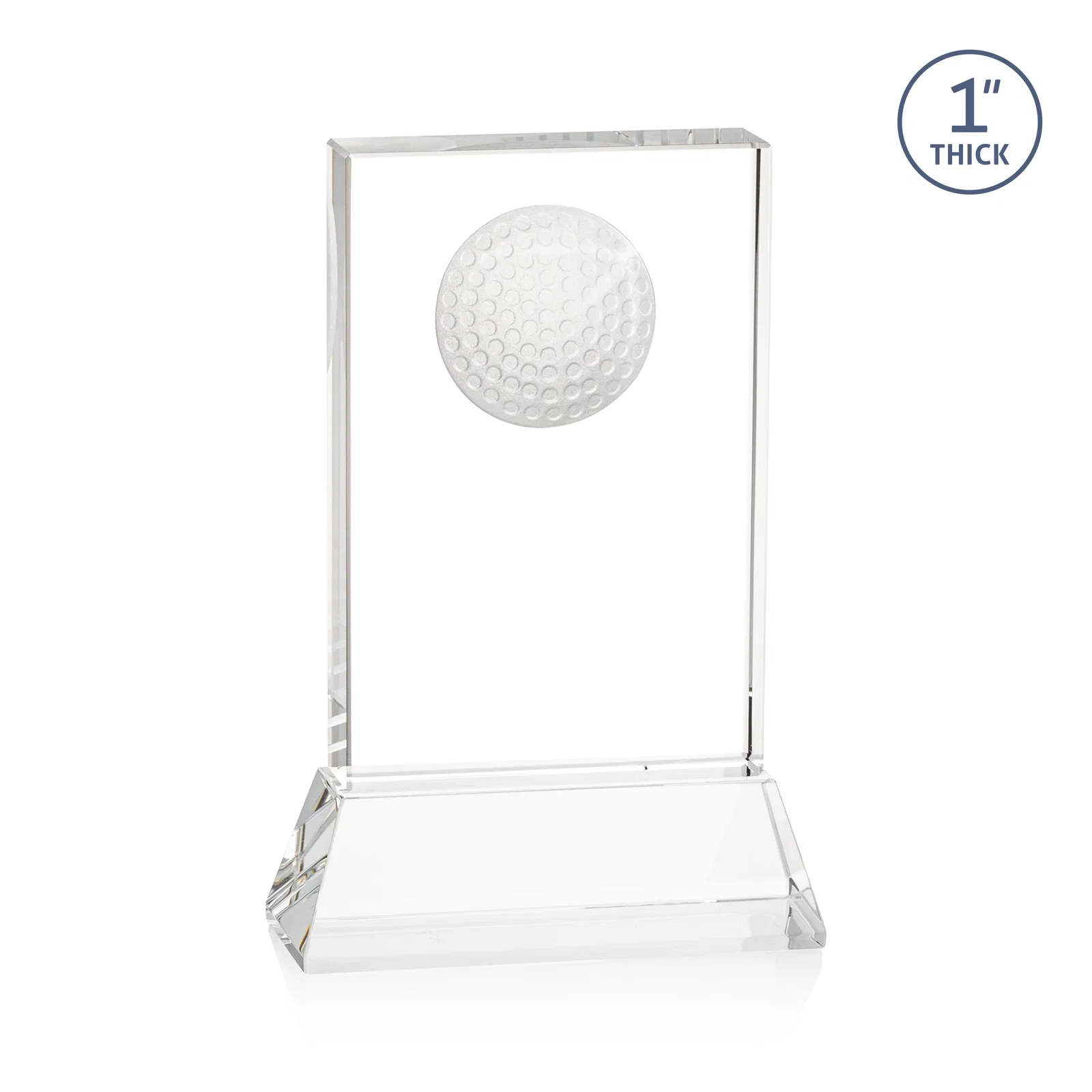 Promotional Optical Crystal Rectangle Golf Award with Ball Molded on Back for retirement presentations