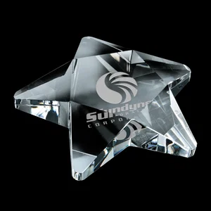 Star Crystal Paperweight, 4" x 4" x 0.75" with Flat Pentagon Top