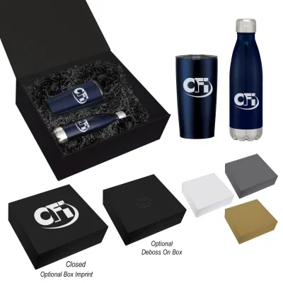 Two matching tumblers packed together in a gift box