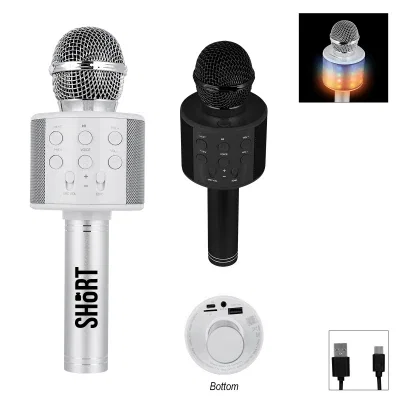 Handheld karaoke microphone standing 10 inches tall