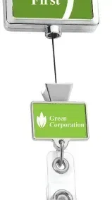 Personalized Chrome Double Up Retractable Badge Reel — view 3