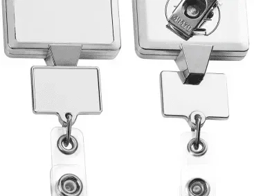 Personalized Chrome Double Up Retractable Badge Reel — view 4