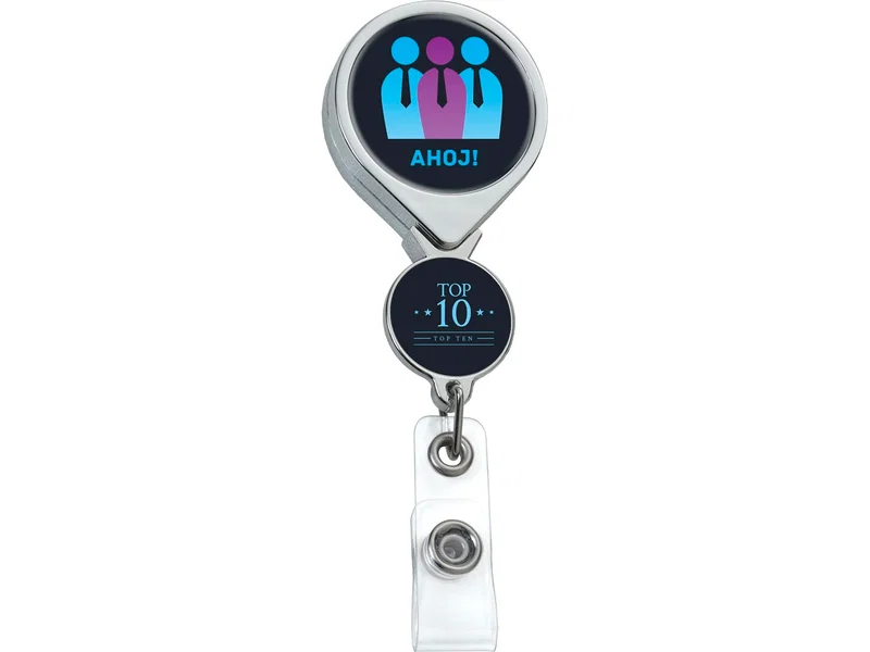 Personalized Chrome Double Up Retractable Badge Reel — view 5