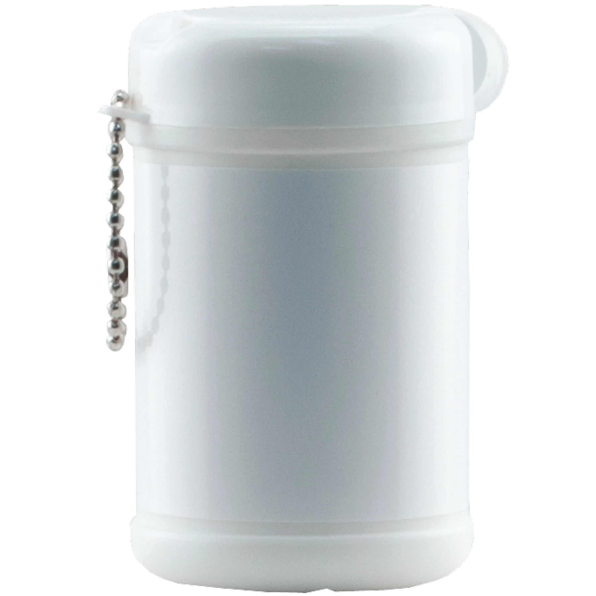 Label area wrapping the small cylindrical wipe container