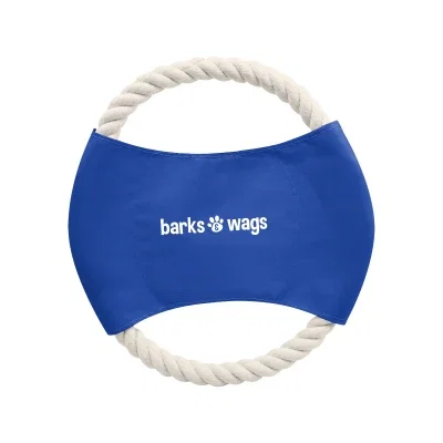 Woven rope disc toy measuring seven inches across