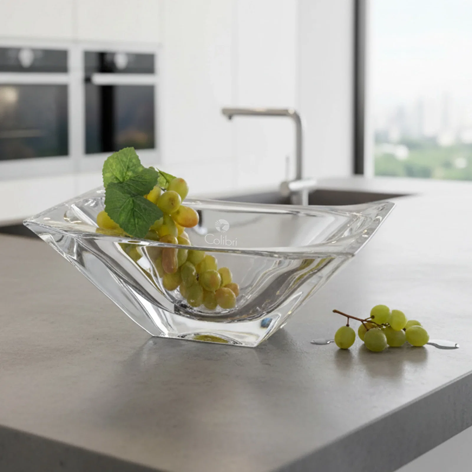 Custom Lead Free Crystalline Bowl, Rectangular Top Oval Opening for service anniversary gifts