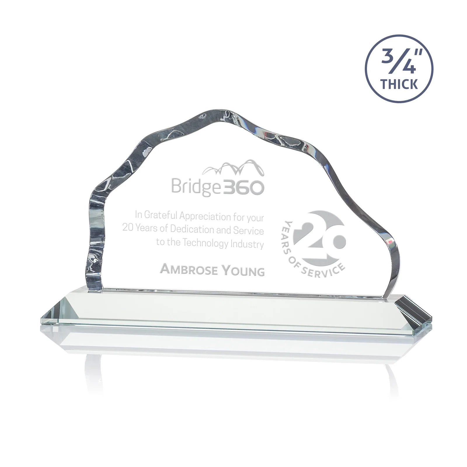 Custom Iceberg Silhouette Crystal Award on Mitered Base, awards for dealer and partner awards