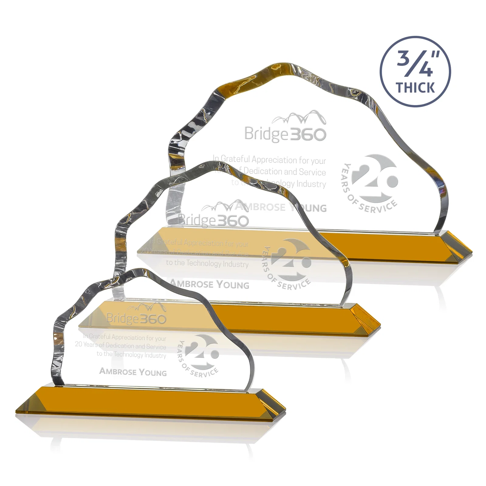 Personalized Iceberg Silhouette Crystal Award on Mitered Base, awards for employee recognition