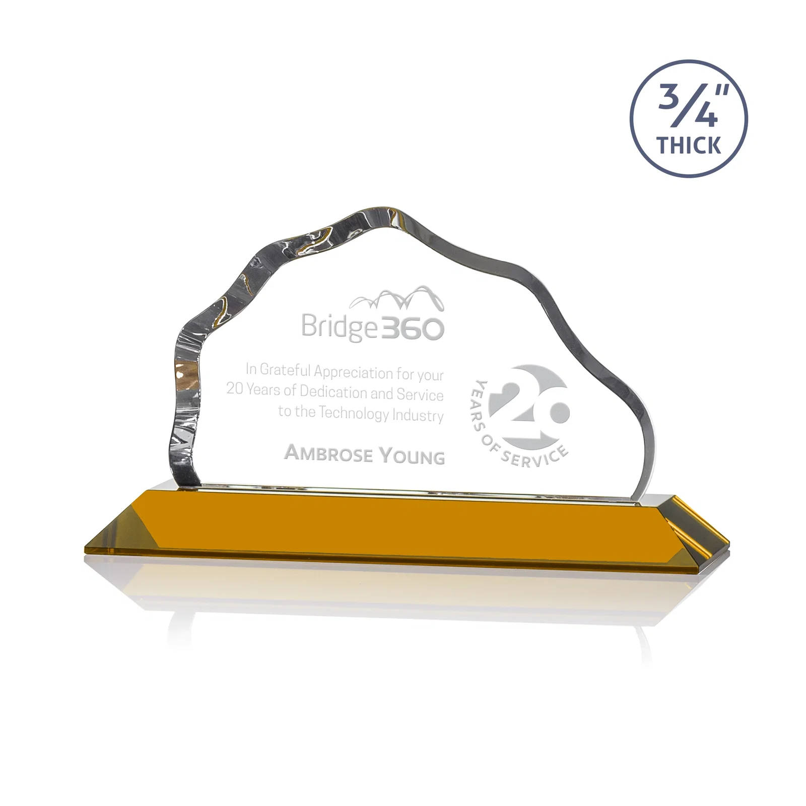 Personalized Iceberg Silhouette Crystal Award on Mitered Base, awards for corporate award ceremonies
