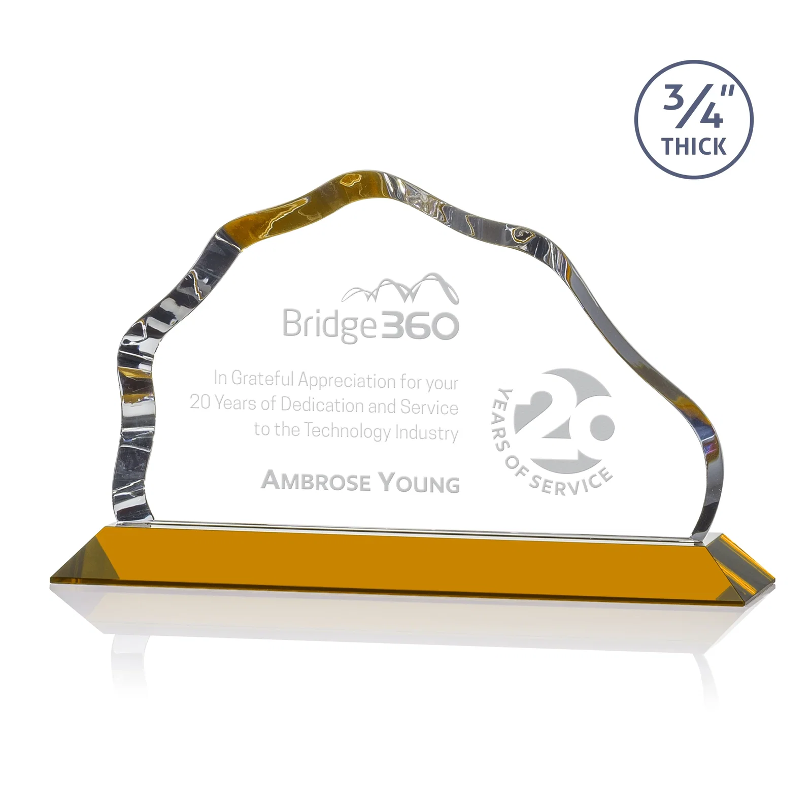 Personalized Iceberg Silhouette Crystal Award on Mitered Base, awards for sales achievement awards