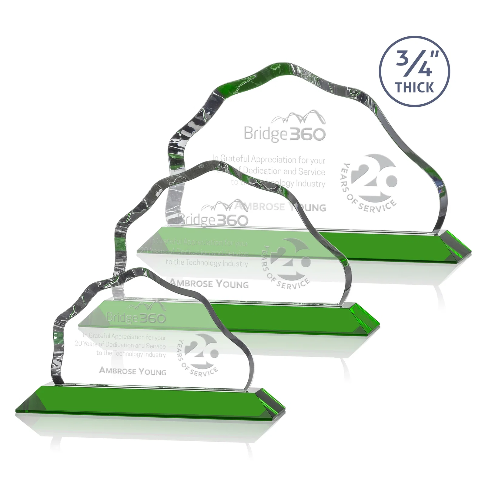 Personalized Iceberg Silhouette Crystal Award on Mitered Base, awards for retirement presentations