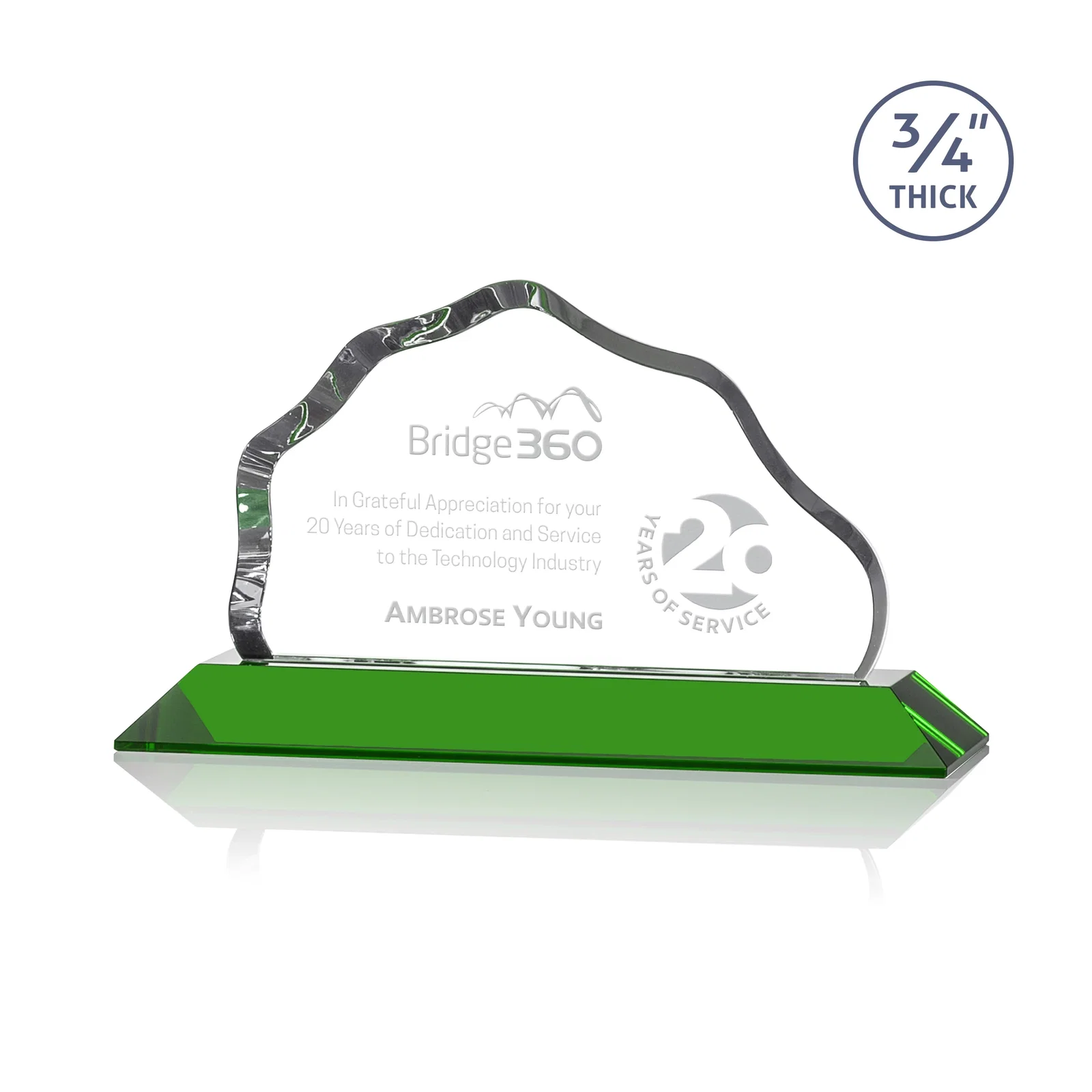 Personalized Iceberg Silhouette Crystal Award on Mitered Base, awards for team milestone celebrations
