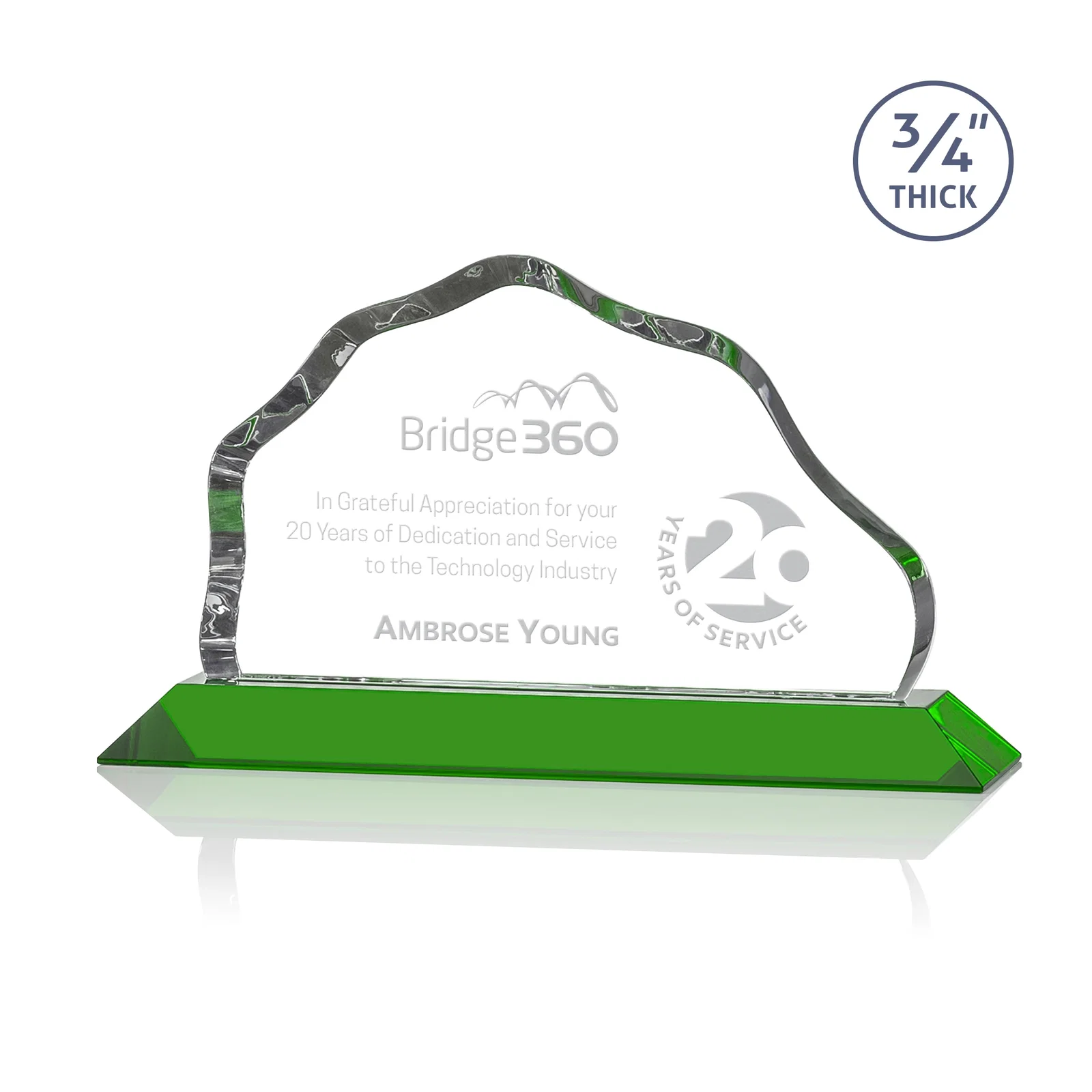 Personalized Iceberg Silhouette Crystal Award on Mitered Base, awards for donor appreciation