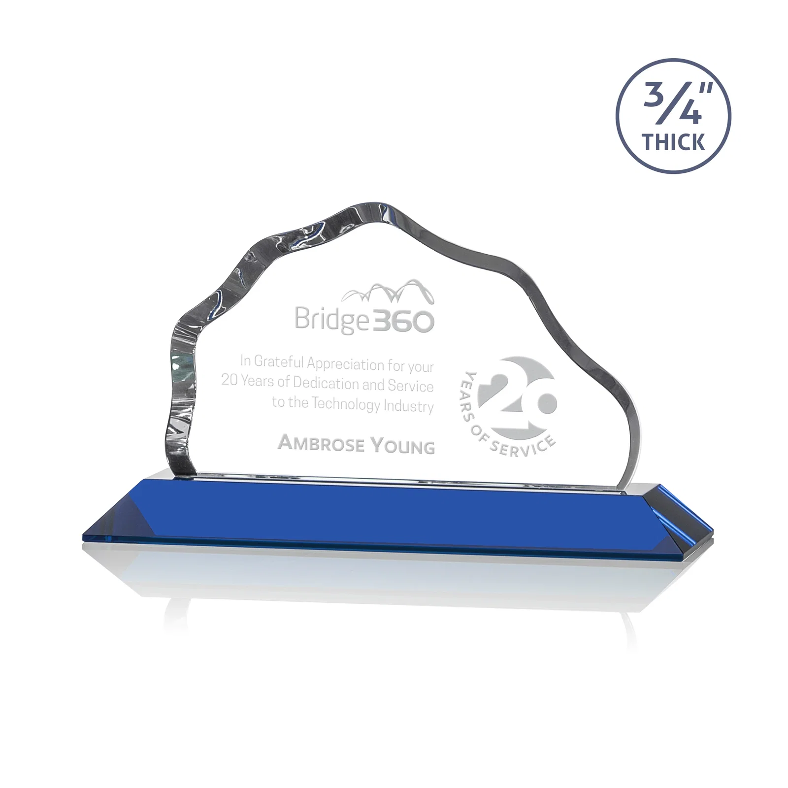 Custom Iceberg Silhouette Crystal Award on Mitered Base, awards for corporate award ceremonies