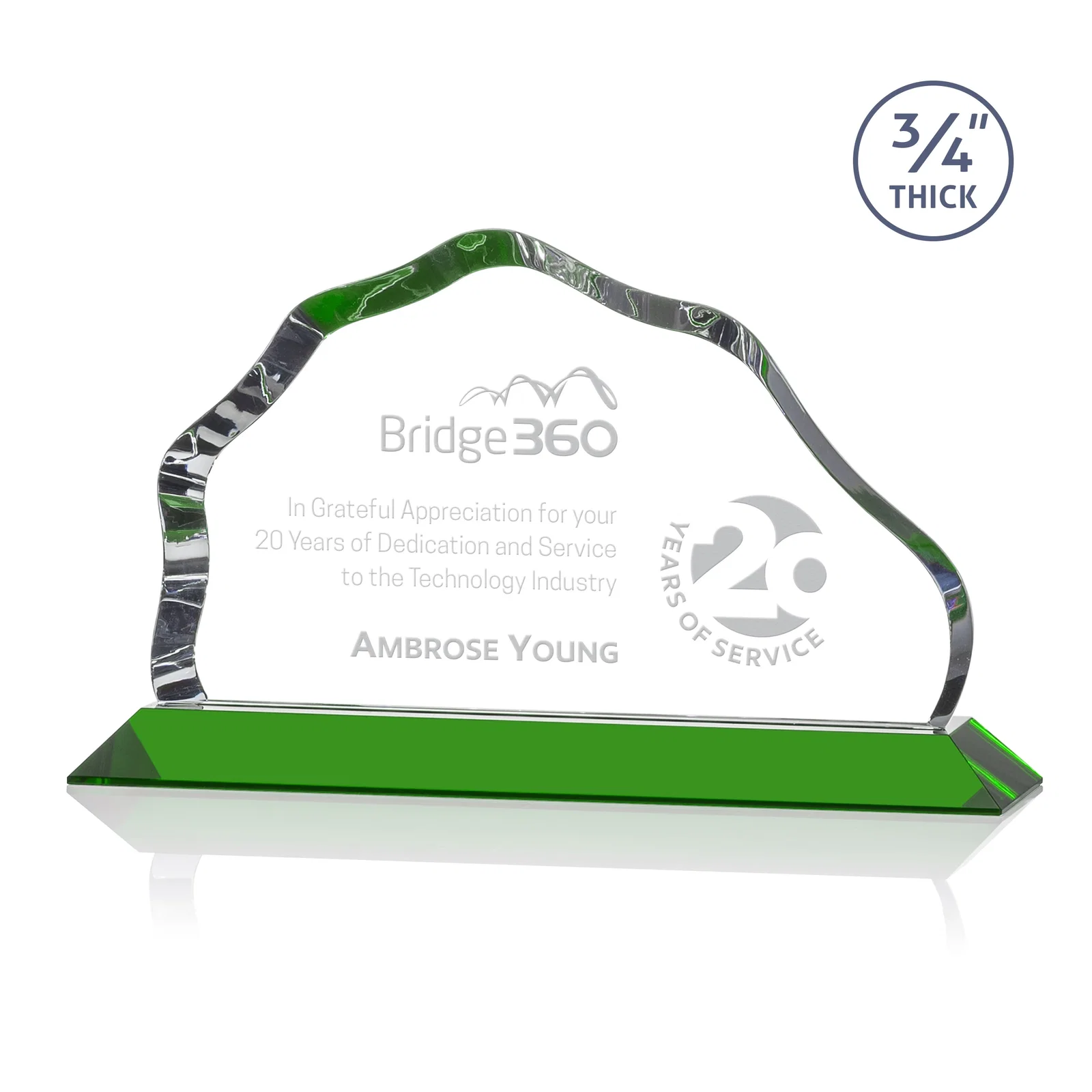 Personalized Iceberg Silhouette Crystal Award on Mitered Base, awards for graduation ceremonies