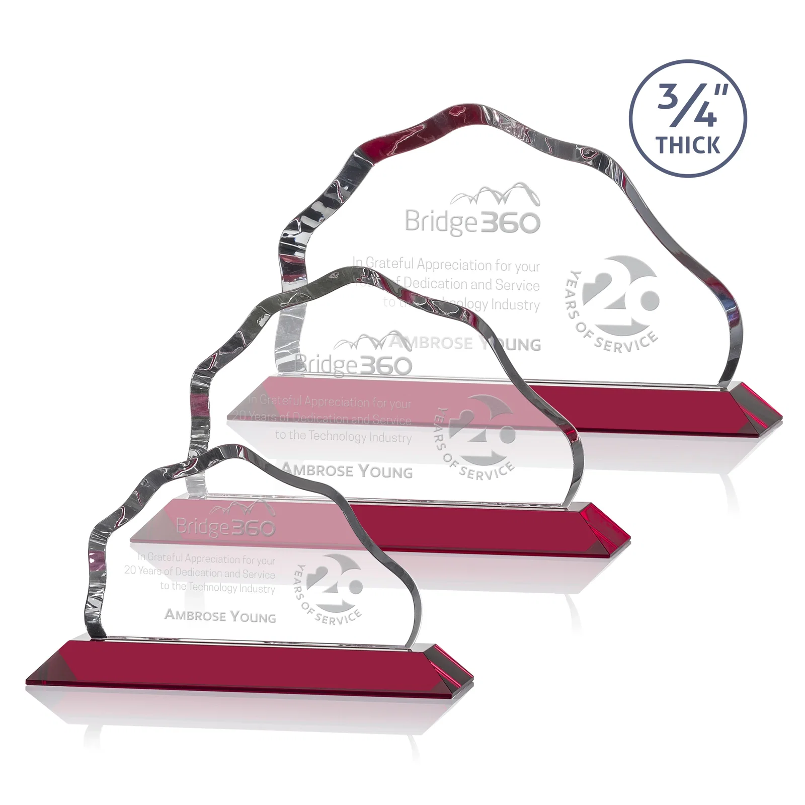 Personalized Iceberg Silhouette Crystal Award on Mitered Base, awards for safety achievement programs