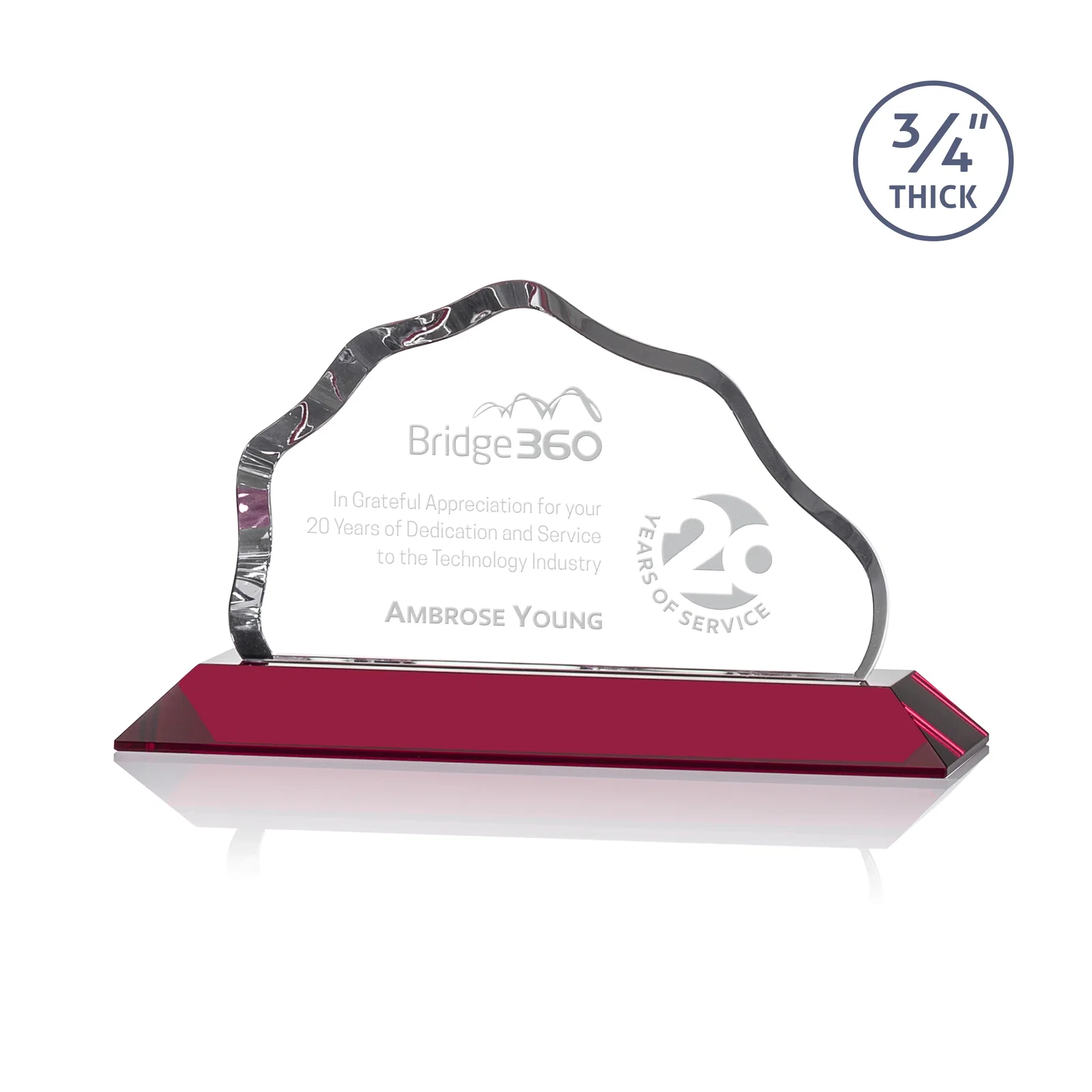 Personalized Iceberg Silhouette Crystal Award on Mitered Base, awards for volunteer appreciation