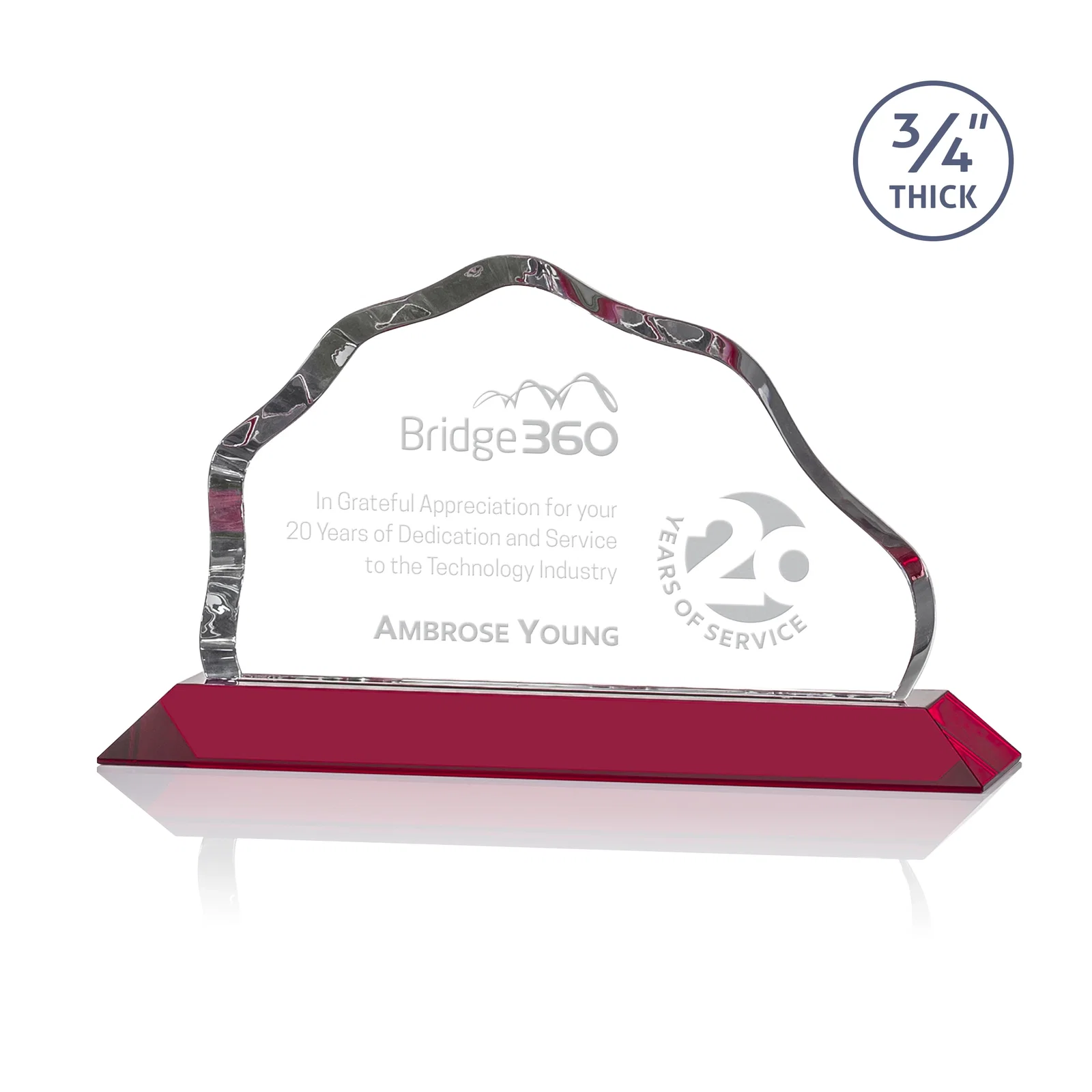 Personalized Iceberg Silhouette Crystal Award on Mitered Base, awards for dealer and partner awards