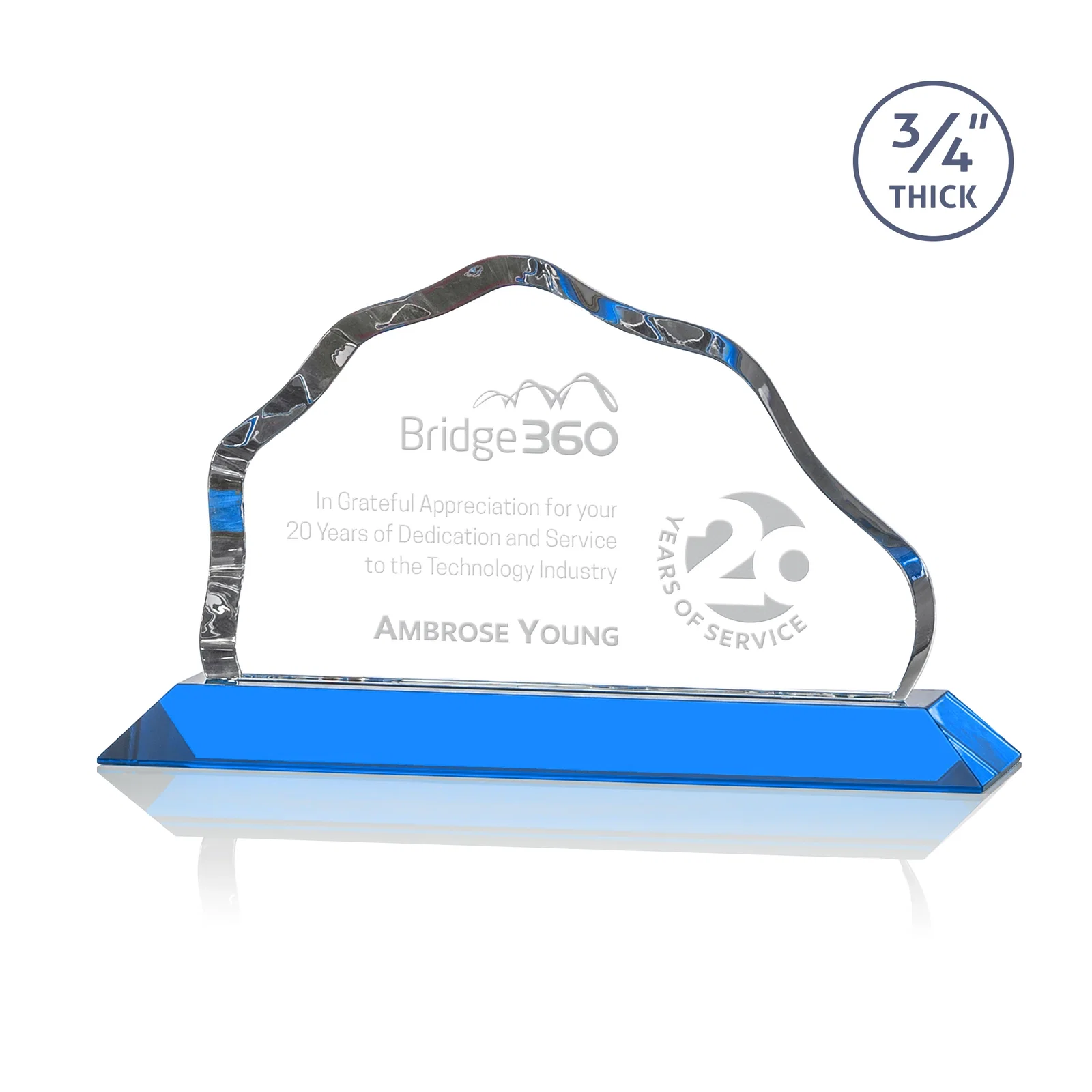 Promotional Iceberg Silhouette Crystal Award on Mitered Base, awards for service anniversary gifts