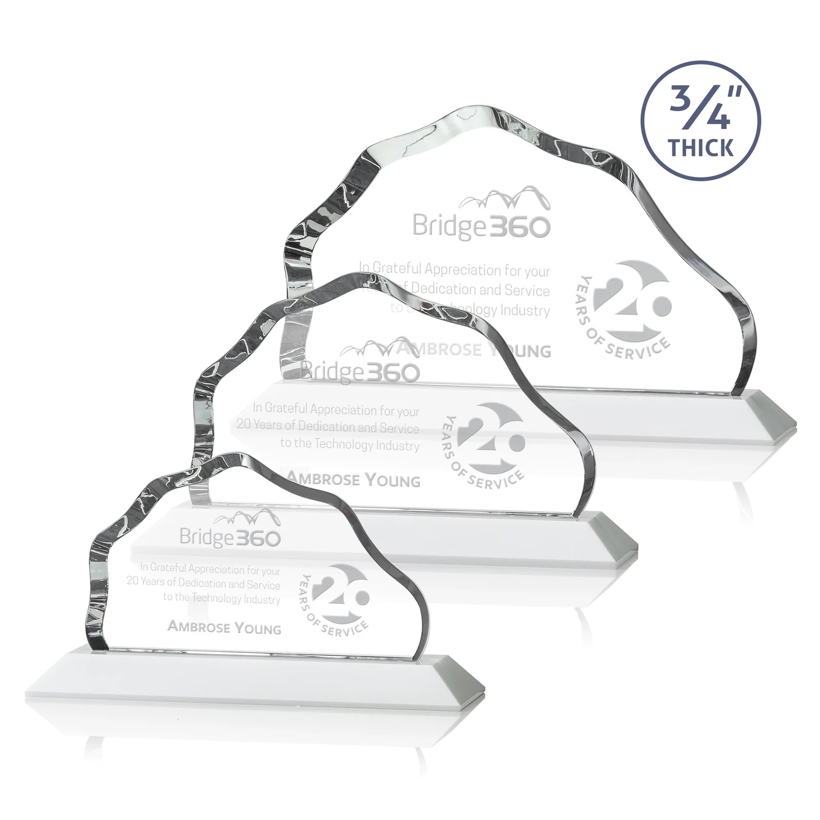 Promotional Iceberg Silhouette Crystal Award on Mitered Base, awards for retirement presentations