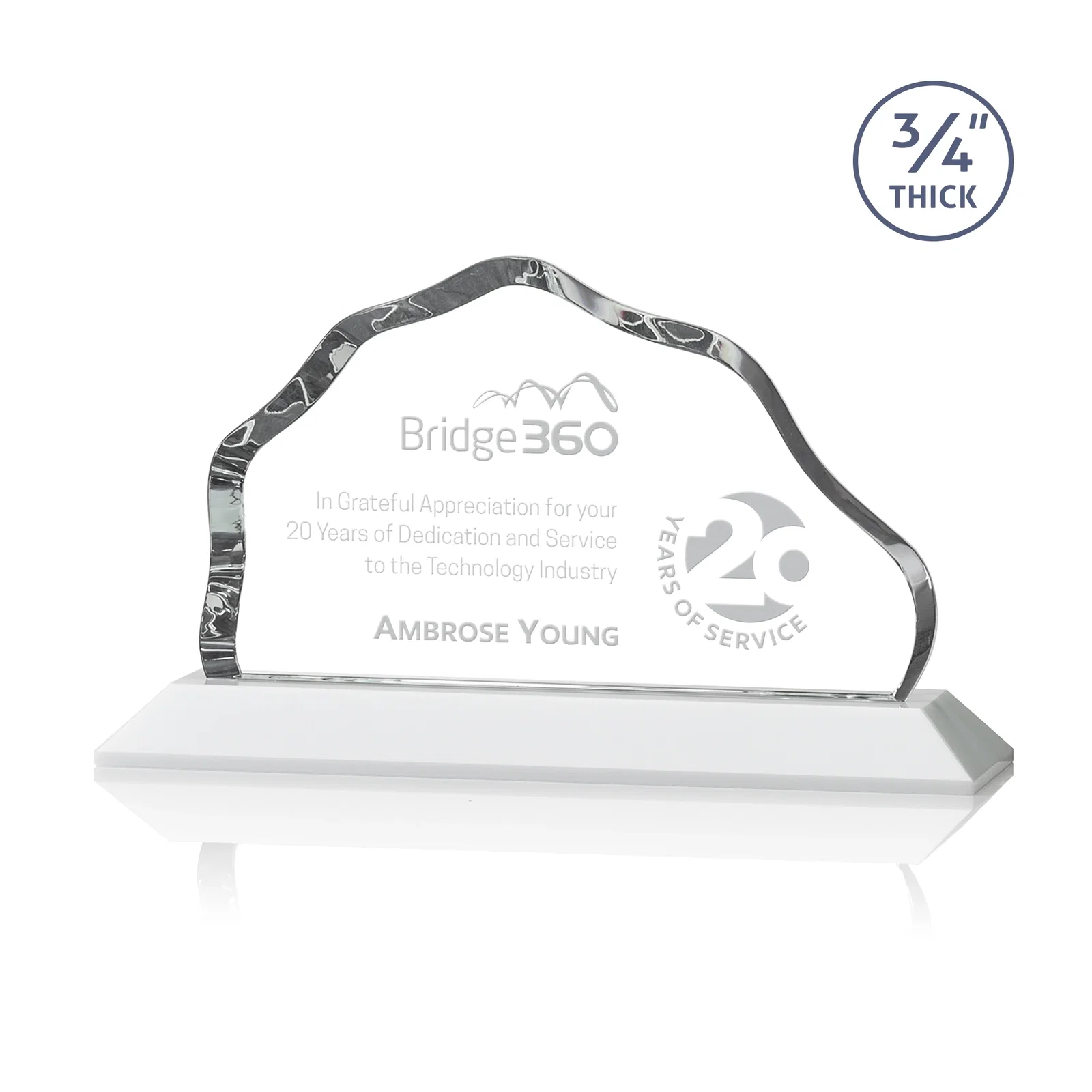 Promotional Iceberg Silhouette Crystal Award on Mitered Base, awards for donor appreciation