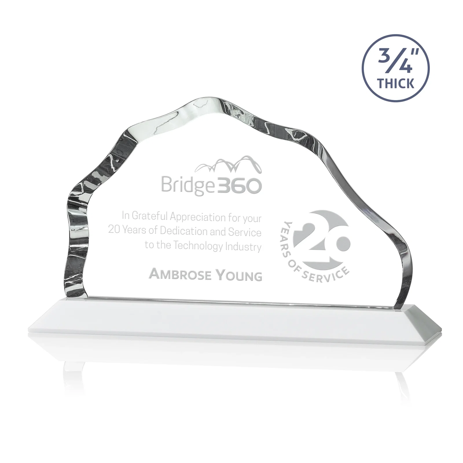 Promotional Iceberg Silhouette Crystal Award on Mitered Base, awards for graduation ceremonies