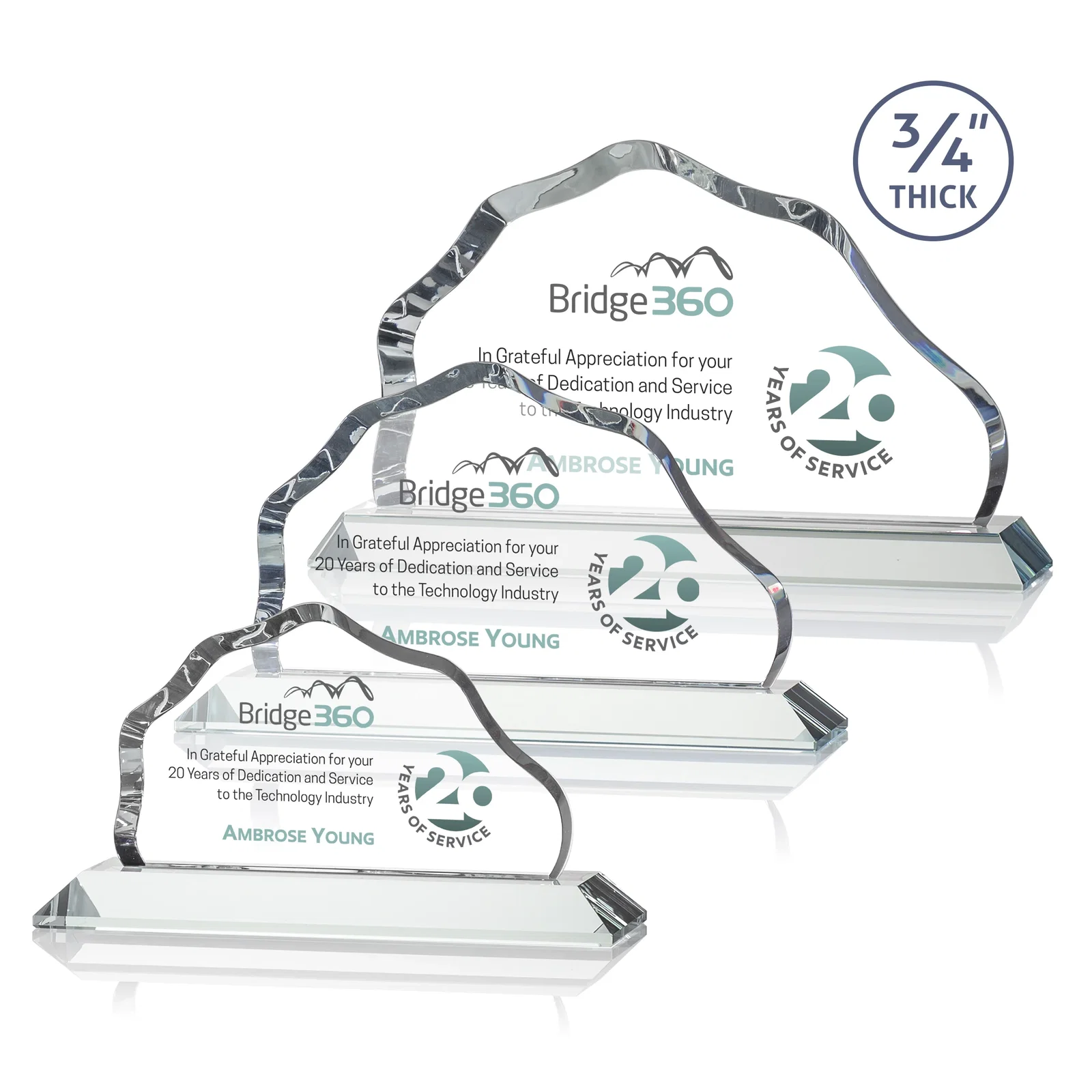 Promotional Iceberg Silhouette Crystal Award on Mitered Base, awards for safety achievement programs