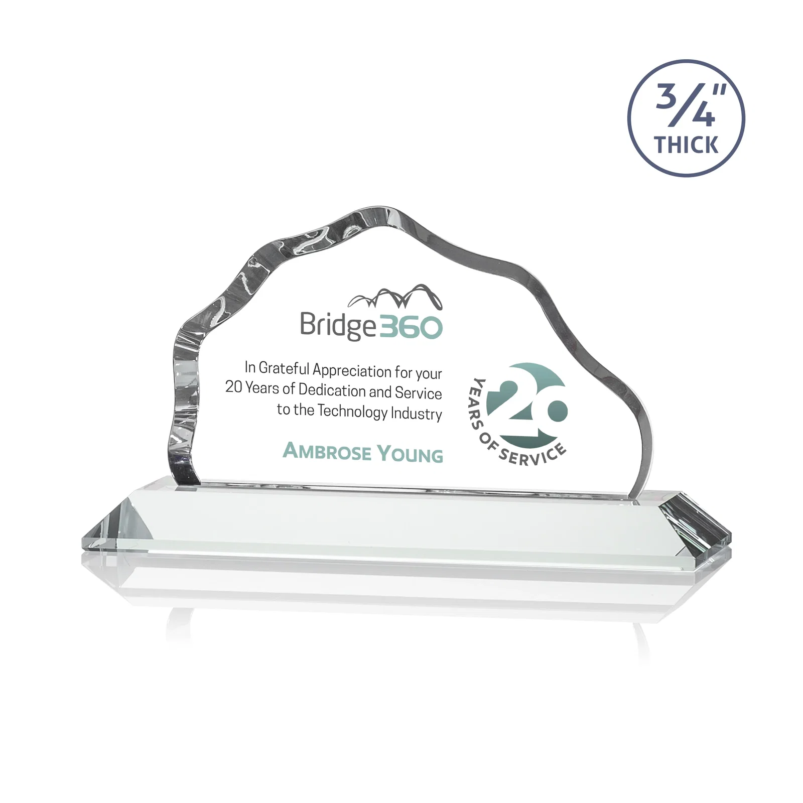 Promotional Iceberg Silhouette Crystal Award on Mitered Base, awards for volunteer appreciation