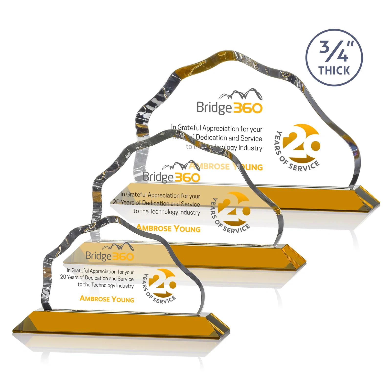 Branded Iceberg Silhouette Crystal Award on Mitered Base, awards for employee recognition