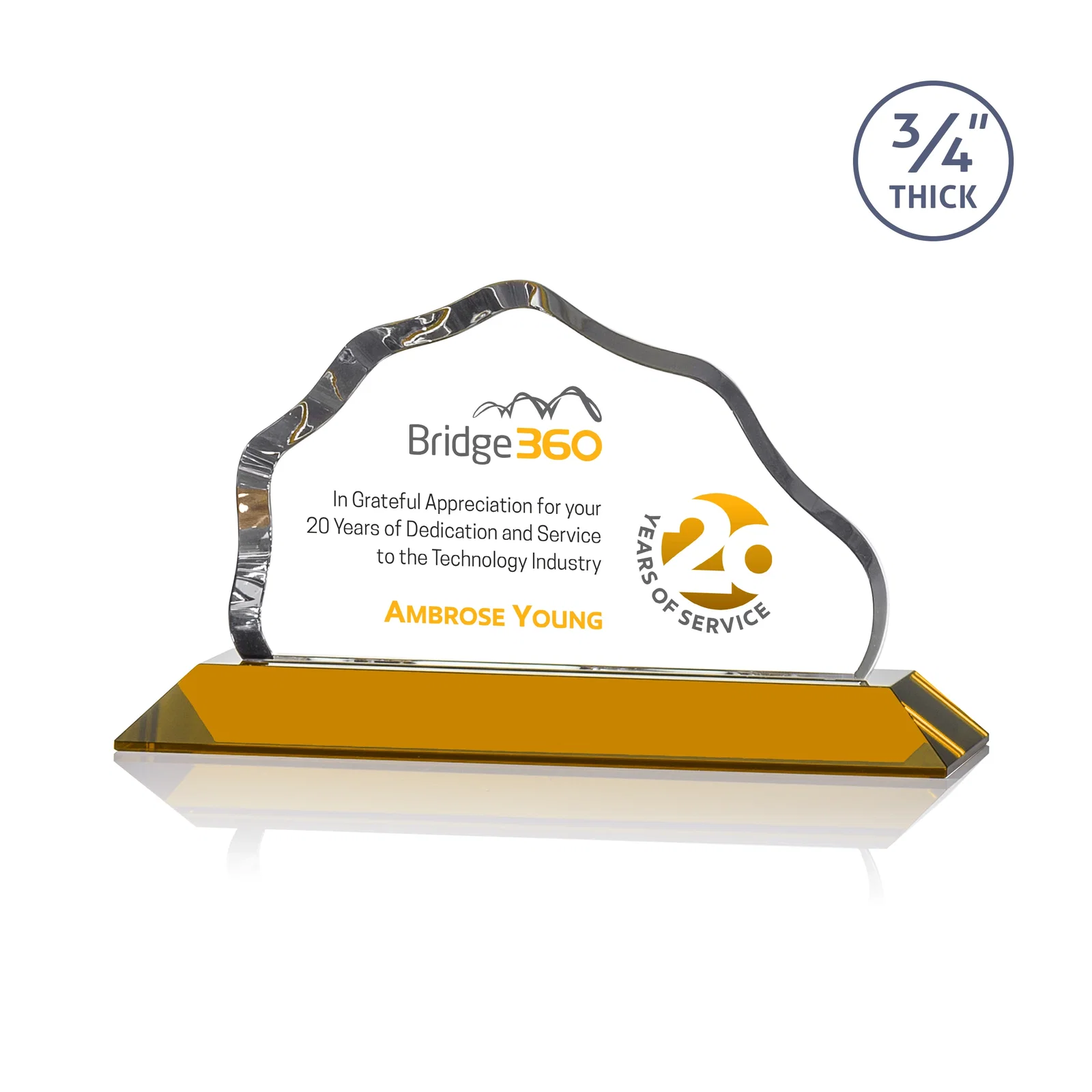 Branded Iceberg Silhouette Crystal Award on Mitered Base, awards for corporate award ceremonies