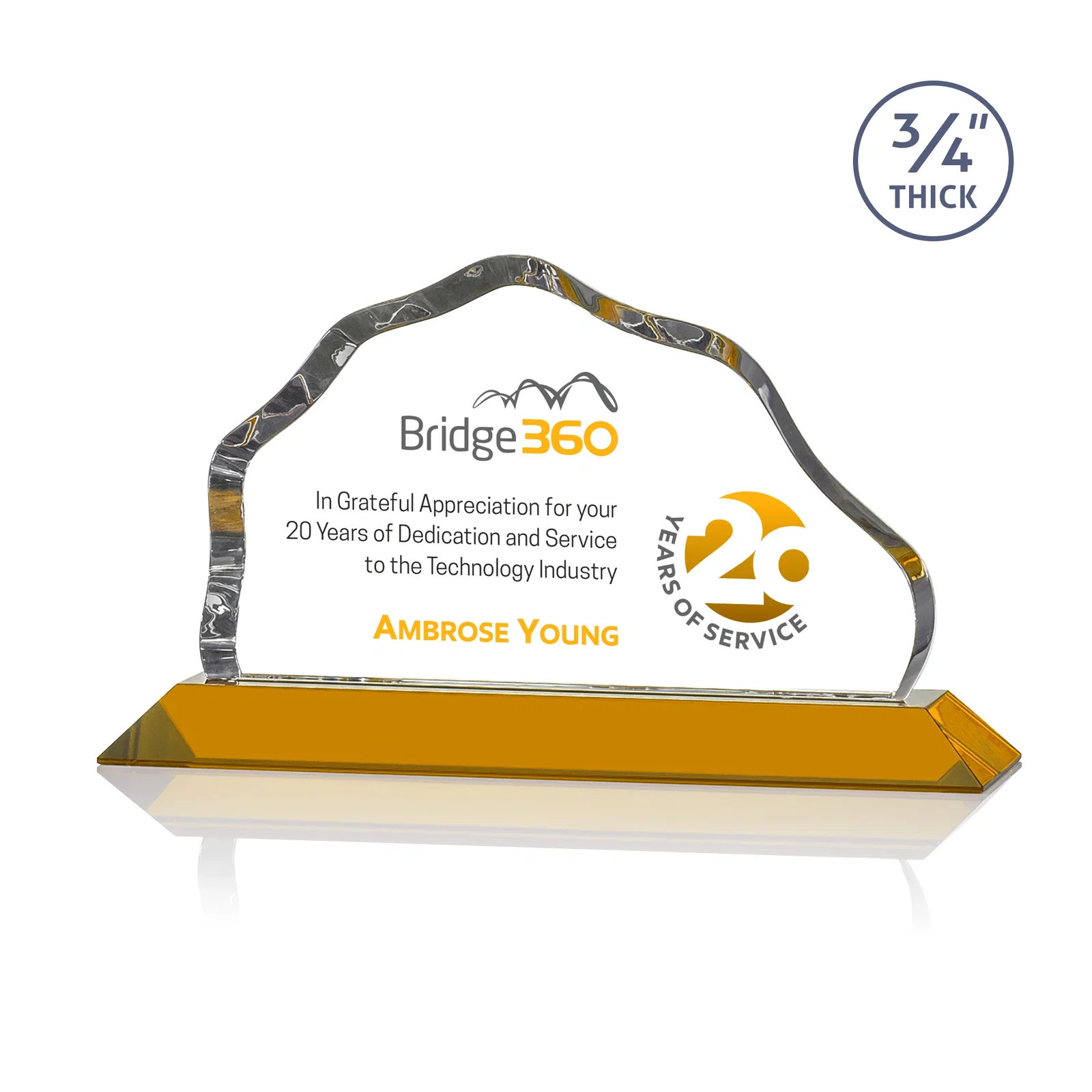 Branded Iceberg Silhouette Crystal Award on Mitered Base, awards for service anniversary gifts