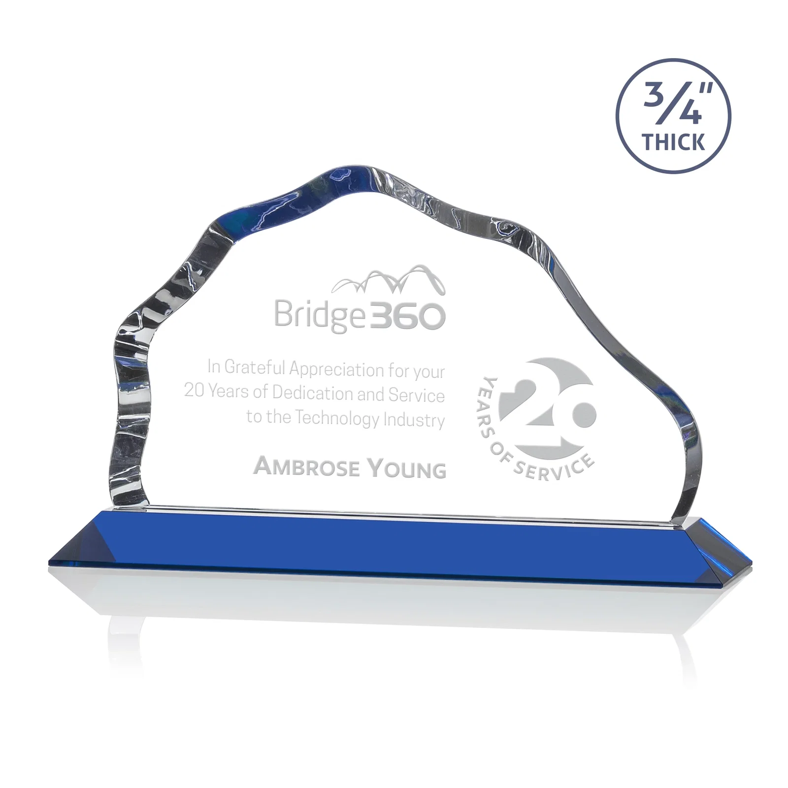 Custom Iceberg Silhouette Crystal Award on Mitered Base, awards for sales achievement awards