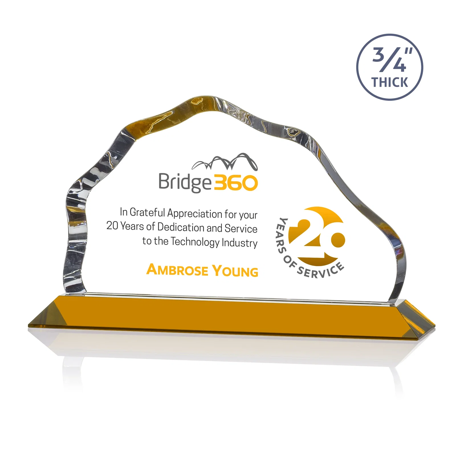Branded Iceberg Silhouette Crystal Award on Mitered Base, awards for sales achievement awards