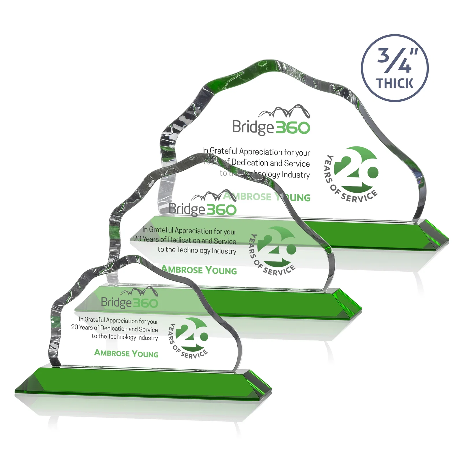 Branded Iceberg Silhouette Crystal Award on Mitered Base, awards for retirement presentations